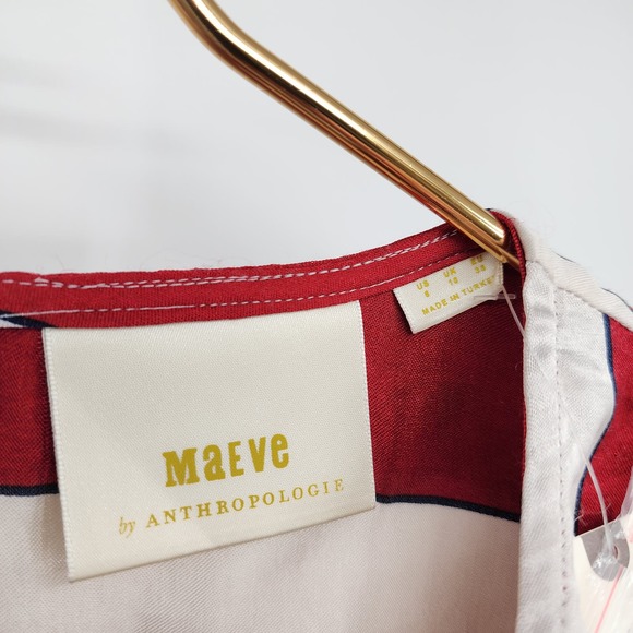 Anthropologie Maeve Maria Balloon Sleeve Striped Satin Blouse Size 6 NWT - Picture 4 of 9